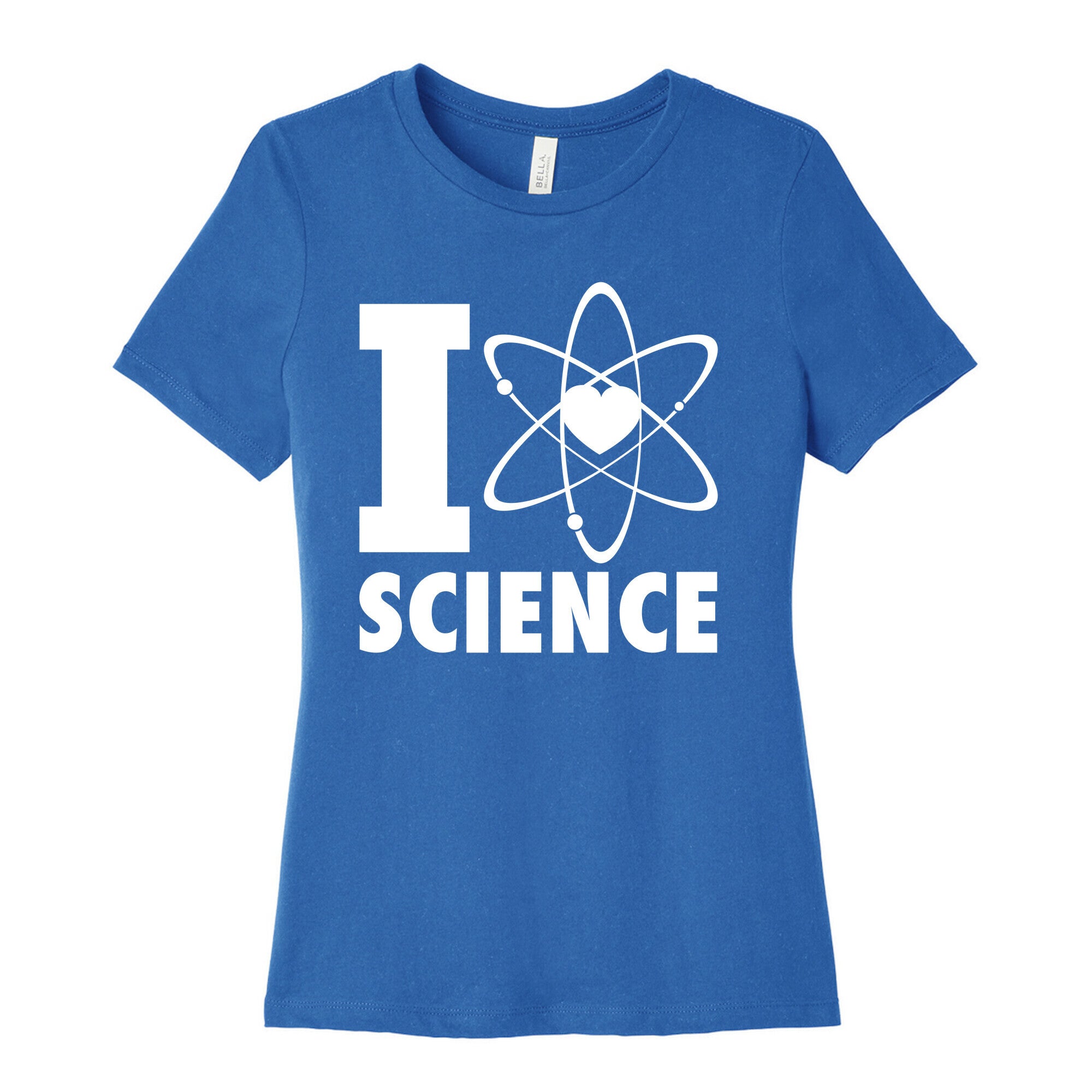 I Love Science (Atom Heart) (White Ink) Women's Cotton Tee